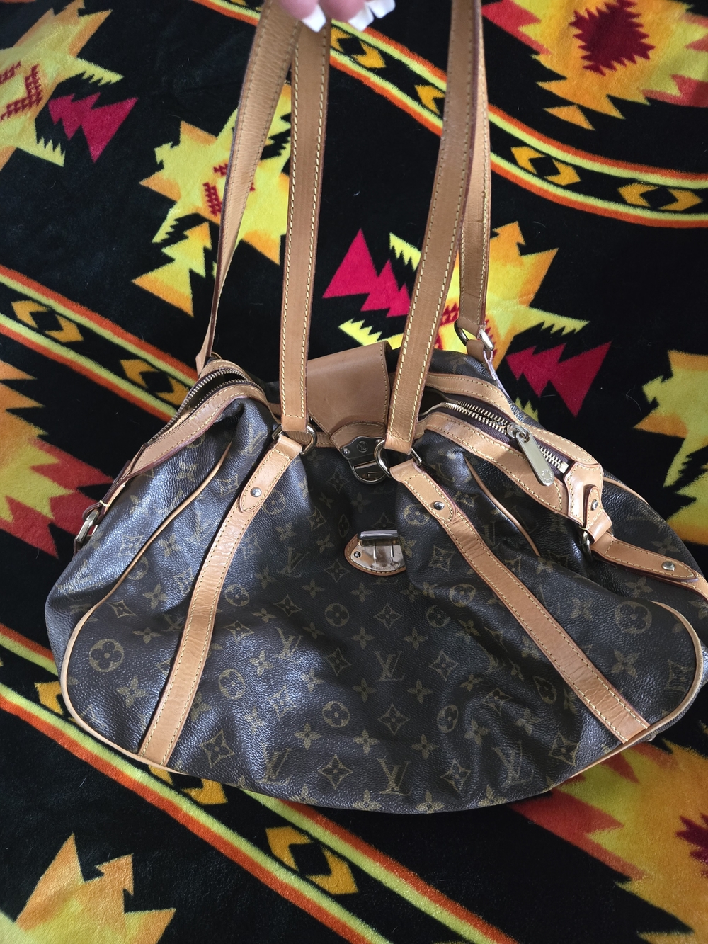 Designer-Inspired Brown Monogram Leather Shoulder Bag